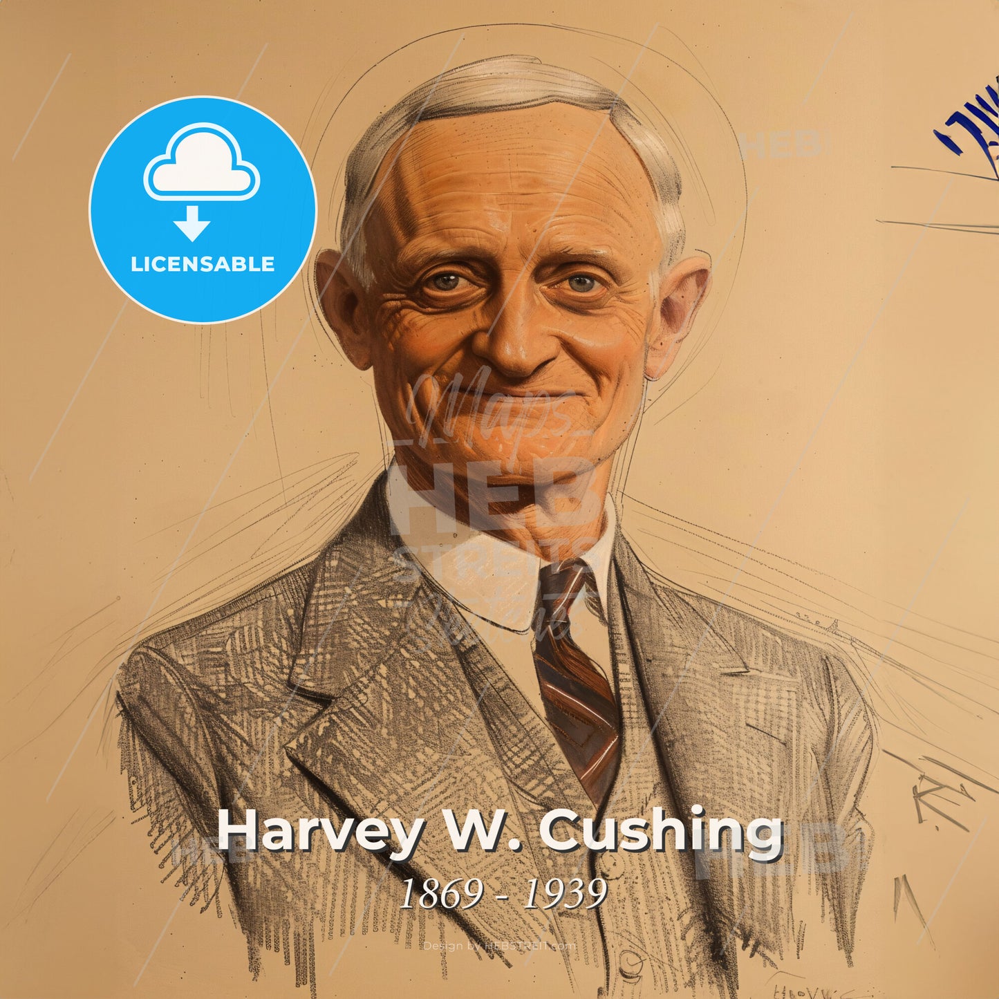 Harvey W. Cushing, 1869 - 1939, American neurosurgeon - A Drawing Of A Man Print Template