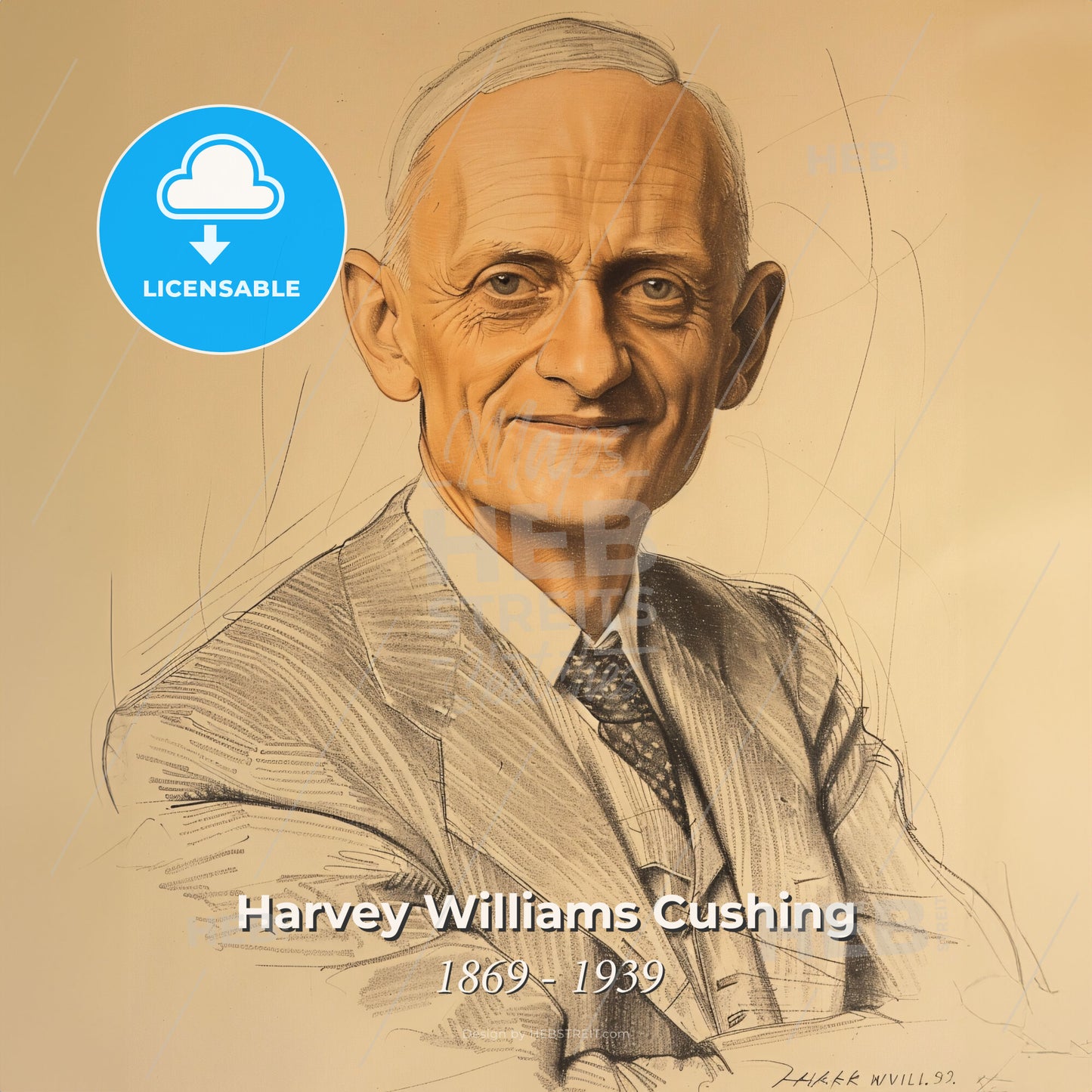 Harvey Williams Cushing, 1869 - 1939, American neurosurgeon - A Drawing Of A Man Print Template