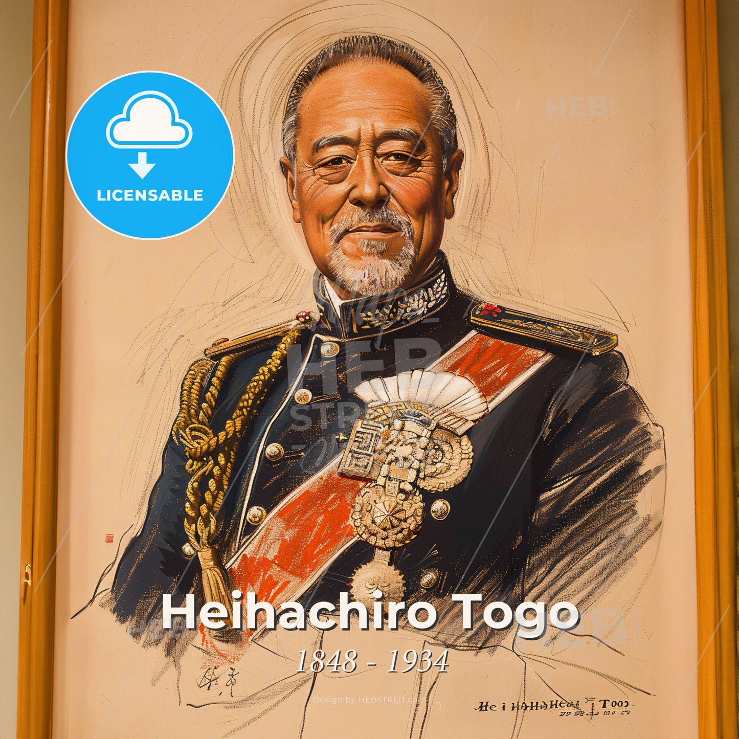 Heihachiro Togo, 1848 - 1934, Japanese Marshal Admiral - A Portrait Of A Man In A Frame Print Template