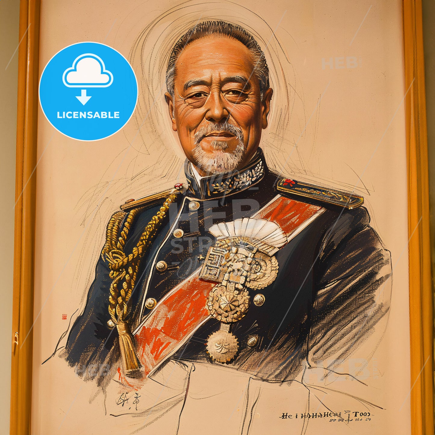 Heihachiro Togo, 1848 - 1934, Japanese Marshal Admiral - A Portrait Of A Man In A Frame