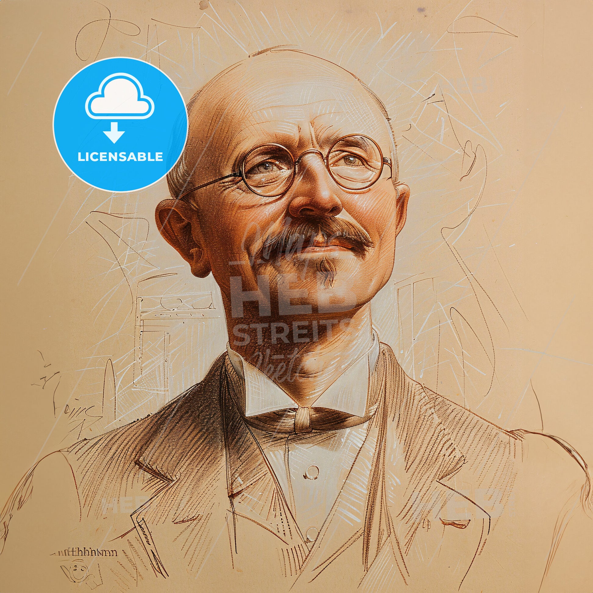 Heinrich Schliemann, 1822 - 1890, German archaeologist - A Drawing Of A Man With Glasses