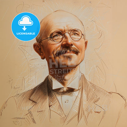 Heinrich Schliemann, 1822 - 1890, German archaeologist - A Drawing Of A Man With Glasses