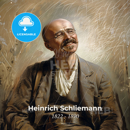 Heinrich Schliemann, 1822 - 1890, German archaeologist - A Man With A Mustache And Glasses Print Template