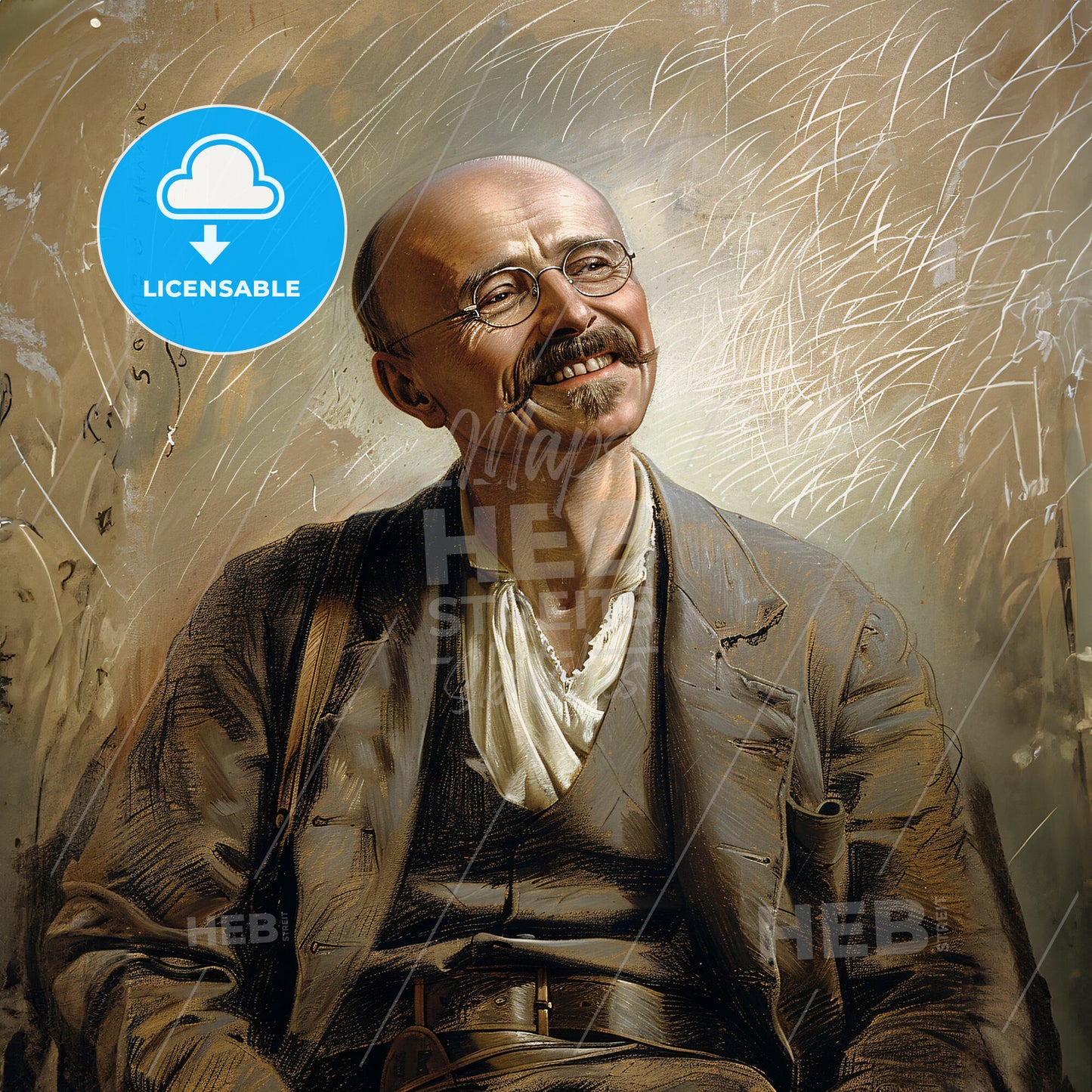 Heinrich Schliemann, 1822 - 1890, German archaeologist - A Man With A Mustache And Glasses