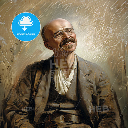 Heinrich Schliemann, 1822 - 1890, German archaeologist - A Man With A Mustache And Glasses