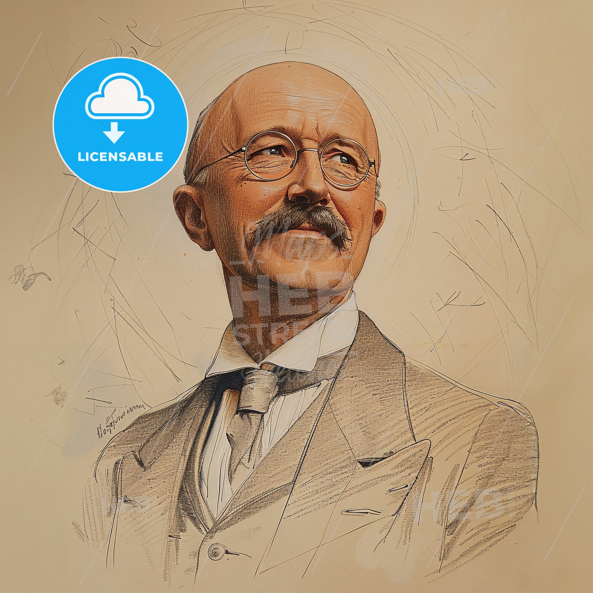 Heinrich Schliemann, 1822 - 1890, German archaeologist - A Man With A Mustache Wearing Glasses