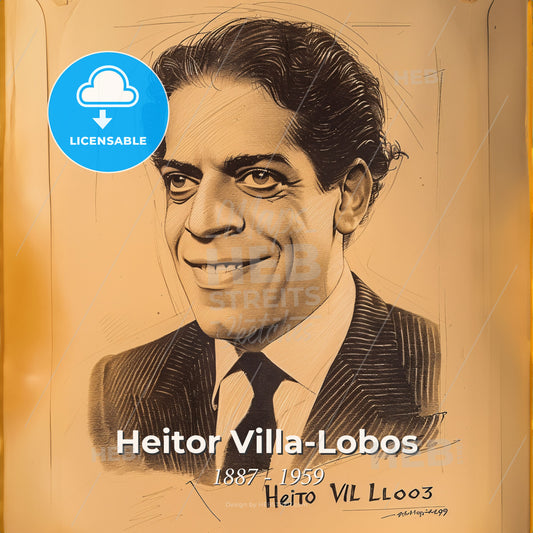 Heitor Villa-Lobos, 1887 - 1959, Brazilian composer - A Portrait Of A Man Print Template