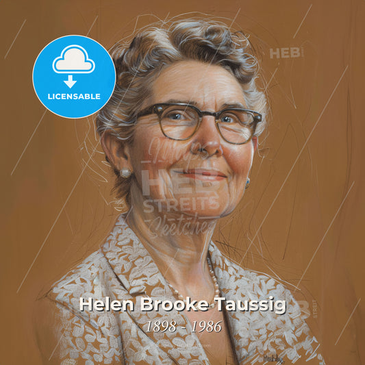 Helen Brooke Taussig, 1898 - 1986, American cardiologist - A Woman Wearing Glasses And A Pearl Necklace Print Template