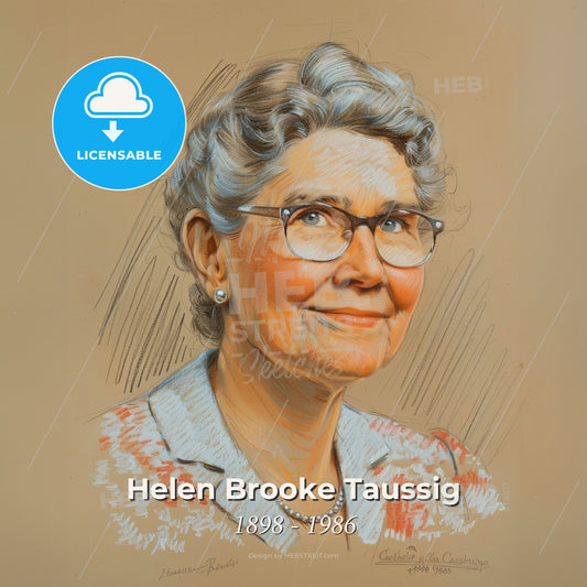 Helen Brooke Taussig, 1898 - 1986, American cardiologist - A Woman With Glasses And A Necklace Print Template