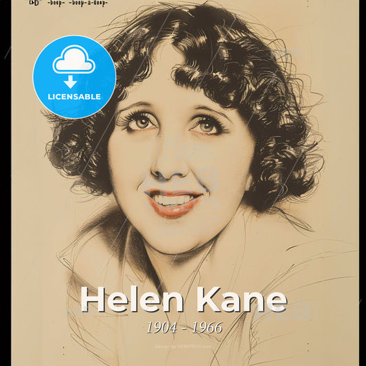 Helen Kane, 1904 - 1966, American singer and actress - A Woman With Curly Hair Print Template