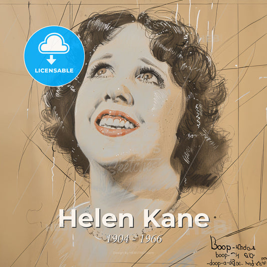 Helen Kane, 1904 - 1966, American singer and actress - A Drawing Of A Woman Smiling Print Template