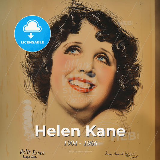 Helen Kane, 1904 - 1966, American singer and actress - A Woman With Curly Hair Smiling Print Template