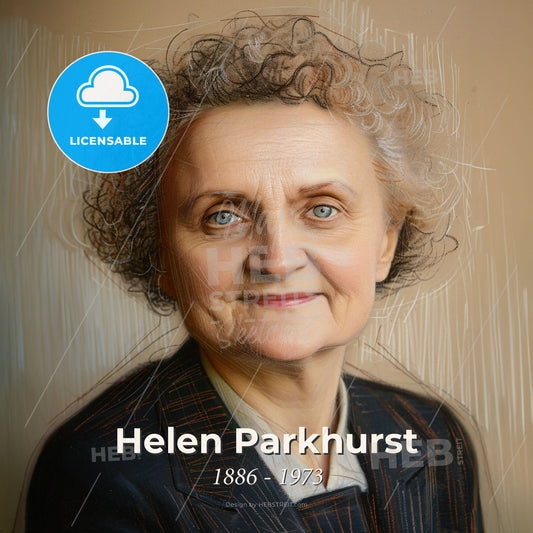 Helen Parkhurst, 1886 - 1973, American educator - A Woman With Curly Hair Wearing A Suit Print Template