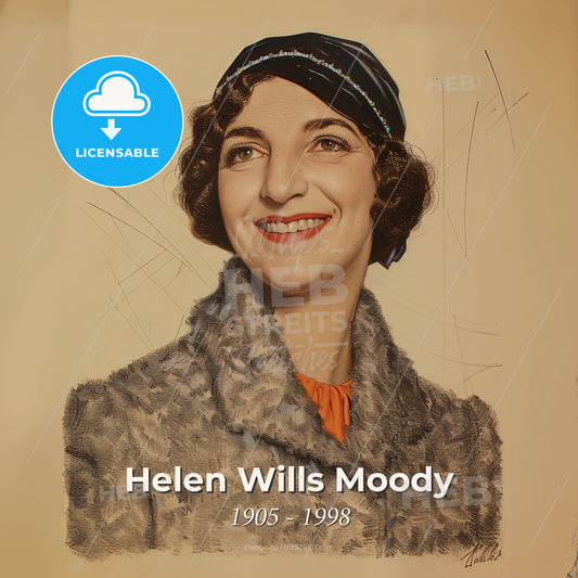 Helen Wills Moody, 1905 - 1998, American tennis player - A Woman In A Hat Print Template