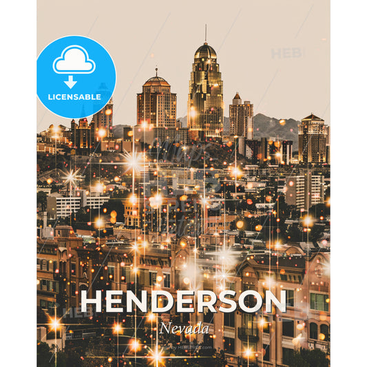 Henderson City Skylines Icon Composite - A city with many lights - Square format print template