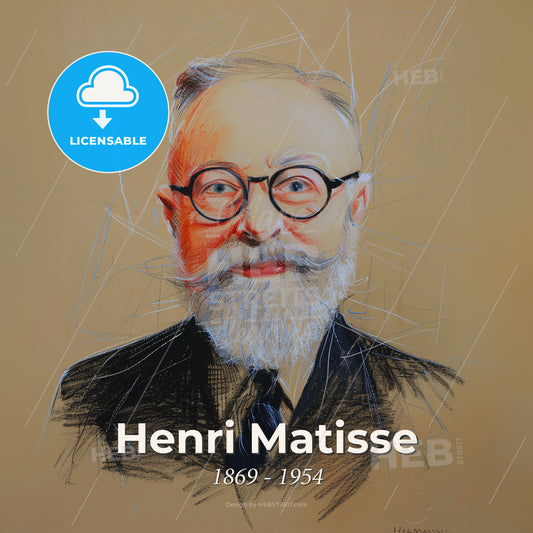 Henri Matisse, 1869 - 1954, French painter and sculptor - A Drawing Of A Man With A Beard And Glasses Print Template