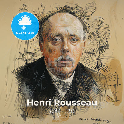 Henri Rousseau, 1844 - 1910, French painter - A Man With A Mustache And Beard Print Template