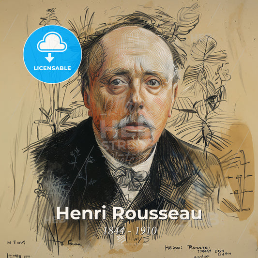 Henri Rousseau, 1844 - 1910, French painter - A Man With A Mustache And Beard Print Template