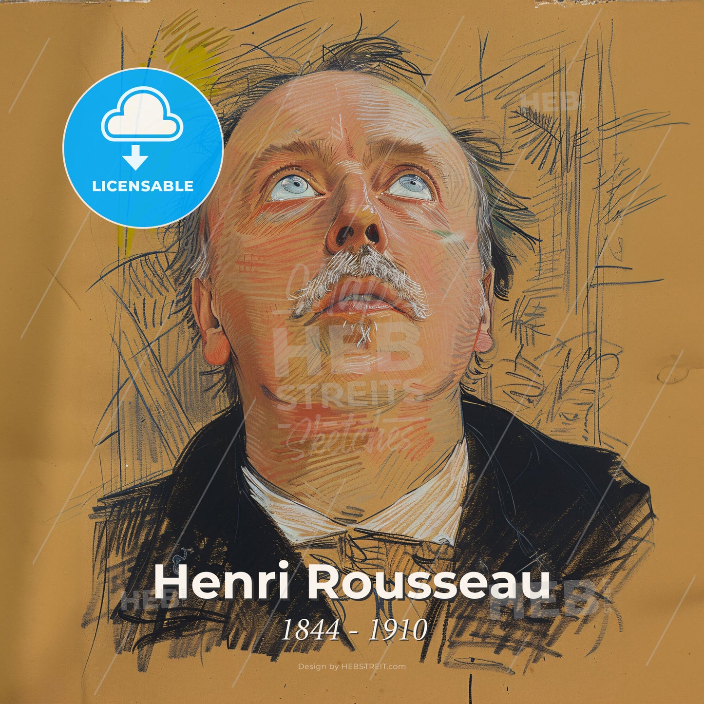 Henri Rousseau, 1844 - 1910, French painter - A Drawing Of A Man Looking Up Print Template