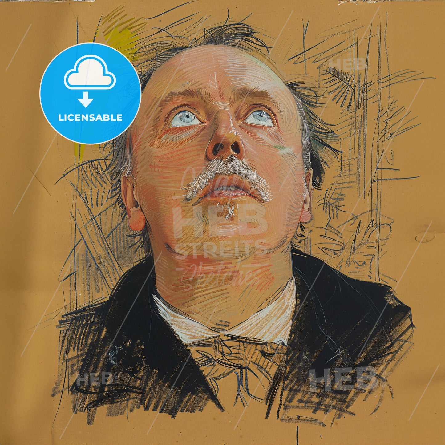 Henri Rousseau, 1844 - 1910, French painter - A Drawing Of A Man Looking Up