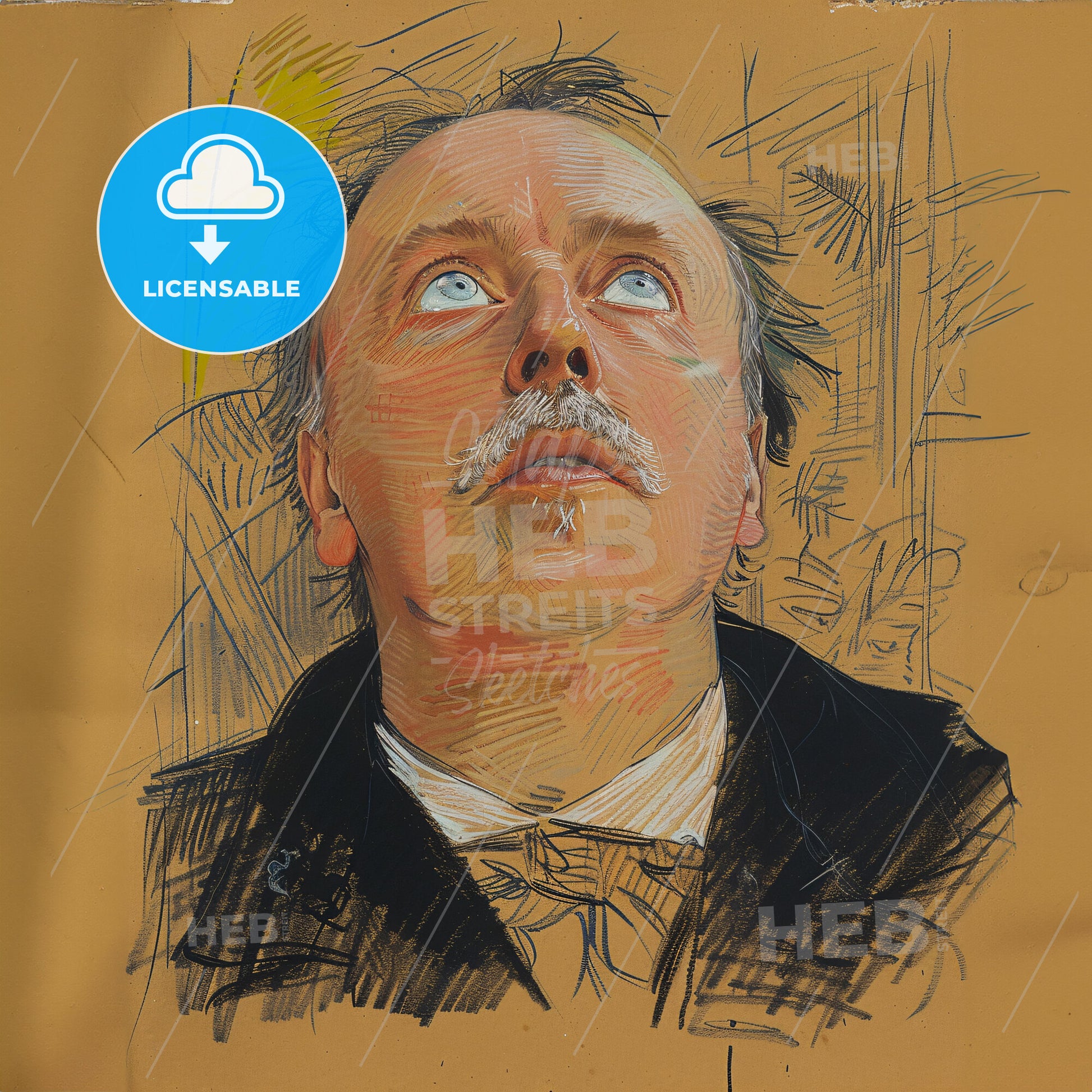 Henri Rousseau, 1844 - 1910, French painter - A Drawing Of A Man Looking Up