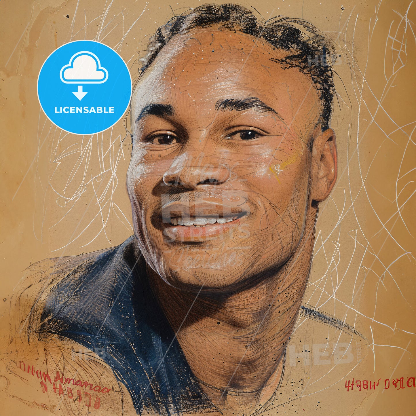 Henry Armstrong, 1912 - 1988, American featherweight, lightweight, and welterweight boxer - A Man Smiling With A Drawing On It