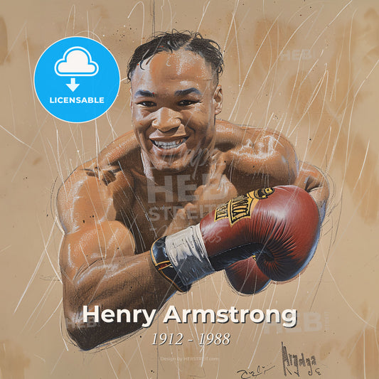 Henry Armstrong, 1912 - 1988, American featherweight, lightweight, and welterweight boxer - A Man Wearing Boxing Gloves Print Template