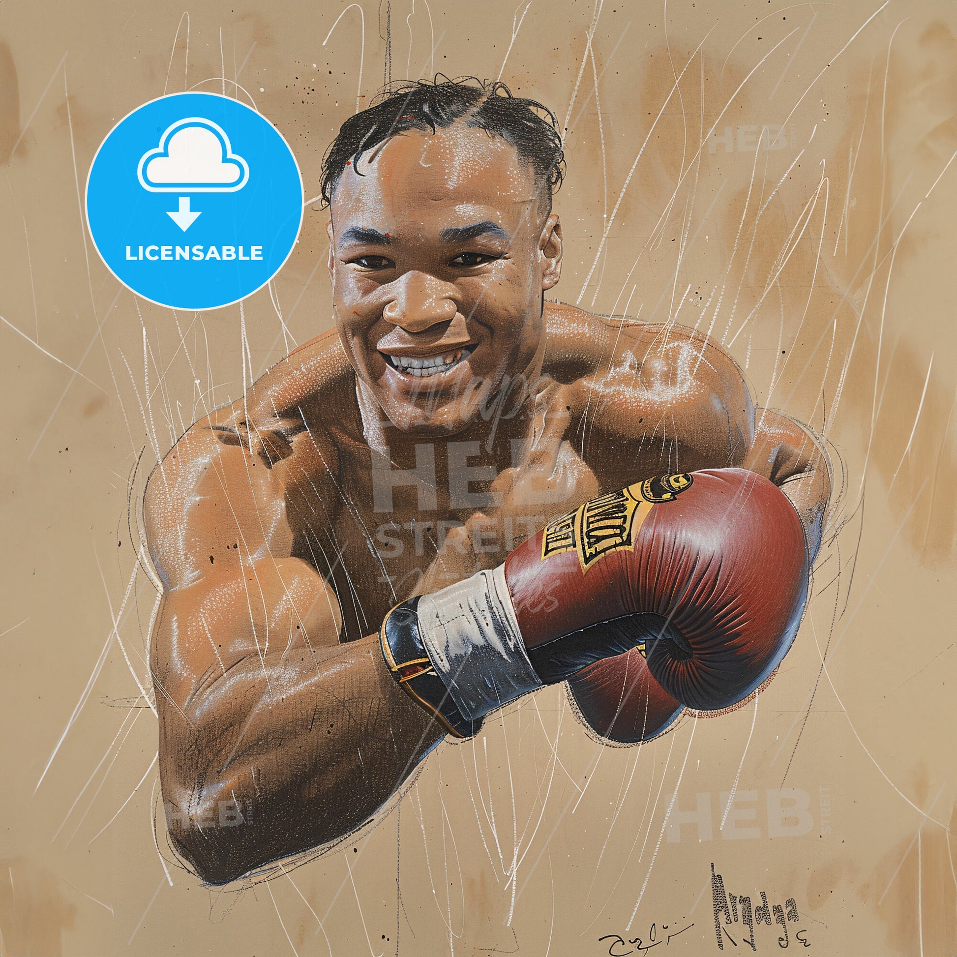 Henry Armstrong, 1912 - 1988, American featherweight, lightweight, and welterweight boxer - A Man Wearing Boxing Gloves