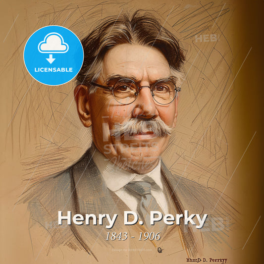 Henry D. Perky, 1843 - 1906, American lawyer and businessman - A Man With A Mustache Wearing Glasses Print Template