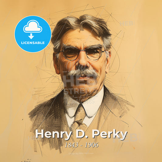 Henry D. Perky, 1843 - 1906, American lawyer and businessman - A Man With Glasses And A Mustache Print Template