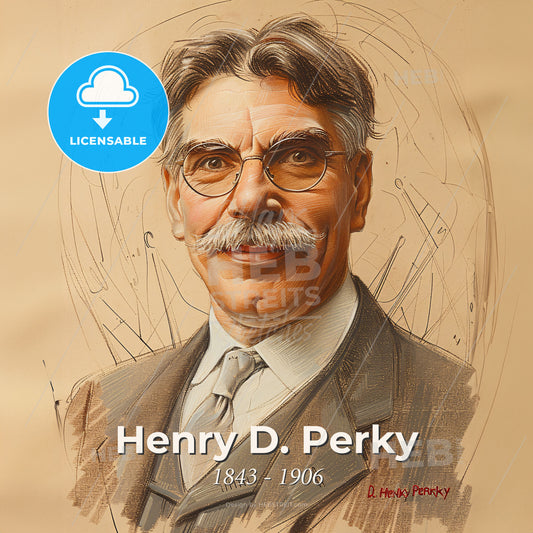 Henry D. Perky, 1843 - 1906, American lawyer and businessman - A Man With A Mustache Wearing Glasses Print Template