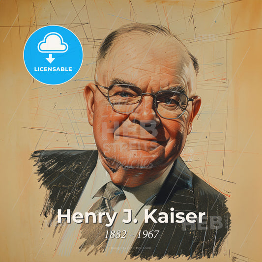 Henry J. Kaiser, 1882 - 1967, American industrialist - A Man Wearing Glasses And A Suit Print Template