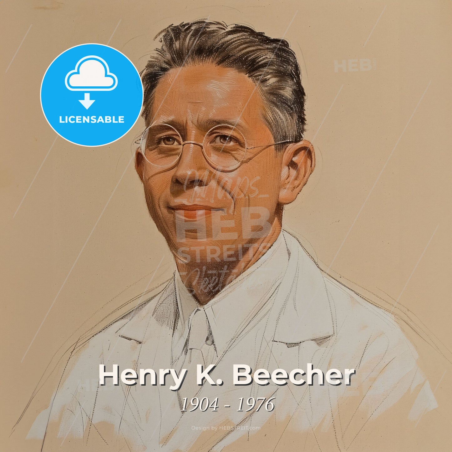 Henry K. Beecher, 1904 - 1976, American anesthesiologist - A Man In A White Coat Print Template