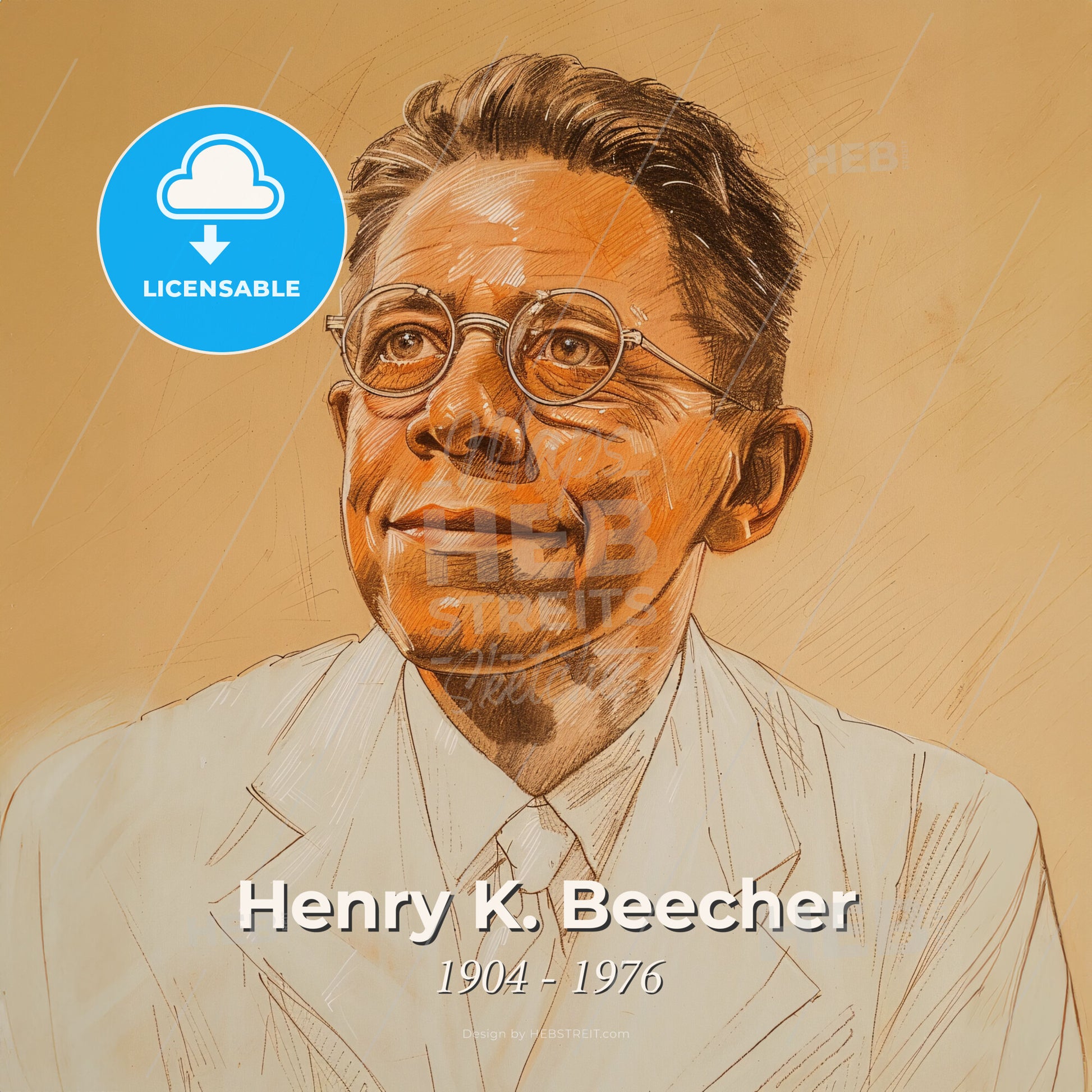 Henry K. Beecher, 1904 - 1976, American anesthesiologist - A Drawing Of A Man Wearing Glasses Print Template