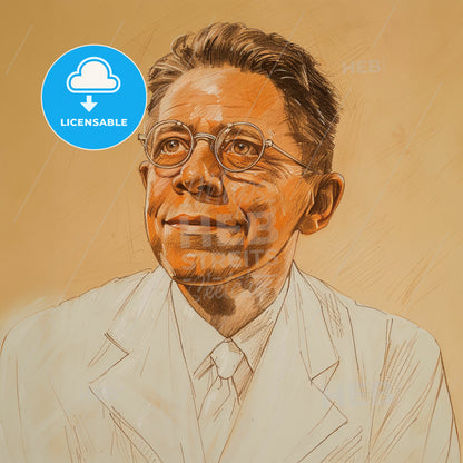 Henry K. Beecher, 1904 - 1976, American anesthesiologist - A Drawing Of A Man Wearing Glasses