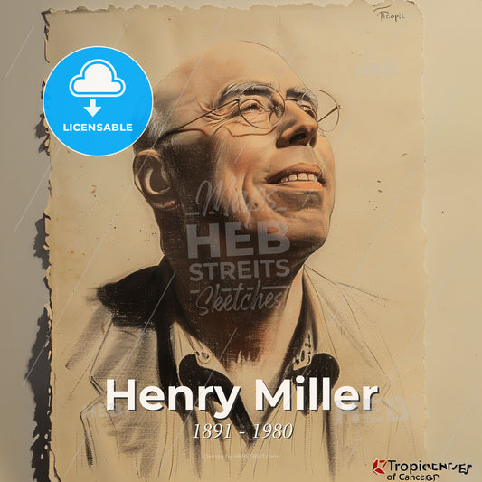 Henry Miller, 1891 - 1980, American writer - A Drawing Of A Man Print Template