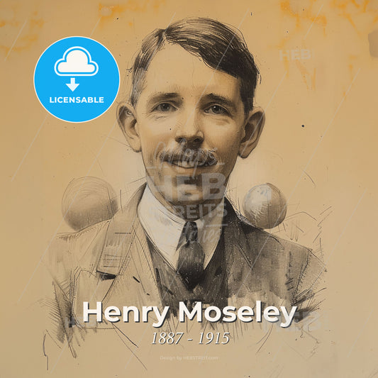 Henry Moseley, 1887 - 1915, British physicist - A Man With A Mustache And A Suit Print Template