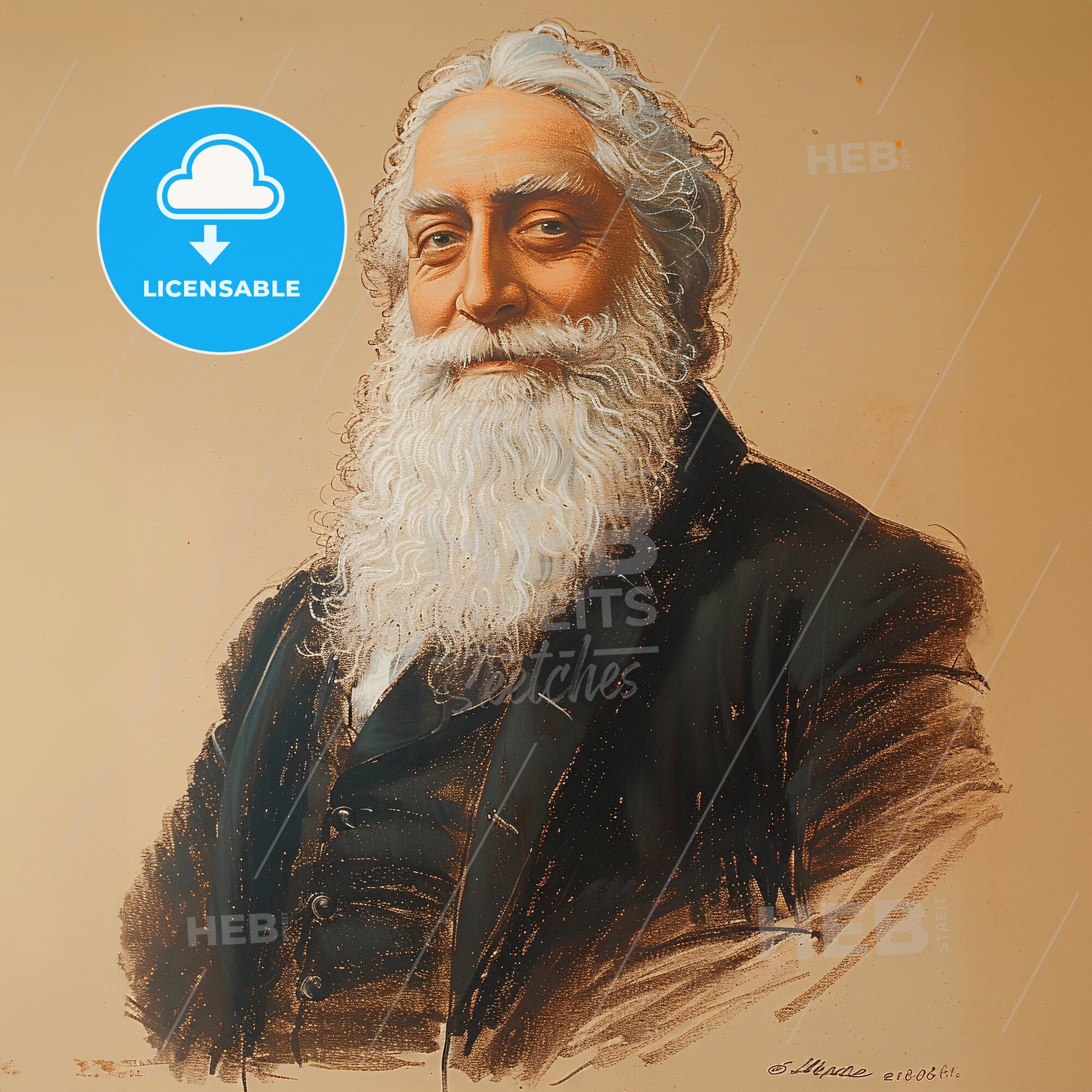 Henry Steel Olcott, 1832 - 1907, American Theosophist - A Portrait Of A Man With A White Beard