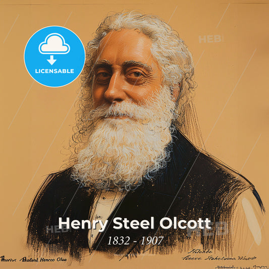 Henry Steel Olcott, 1832 - 1907, American Theosophist - A Portrait Of A Man With A White Beard Print Template