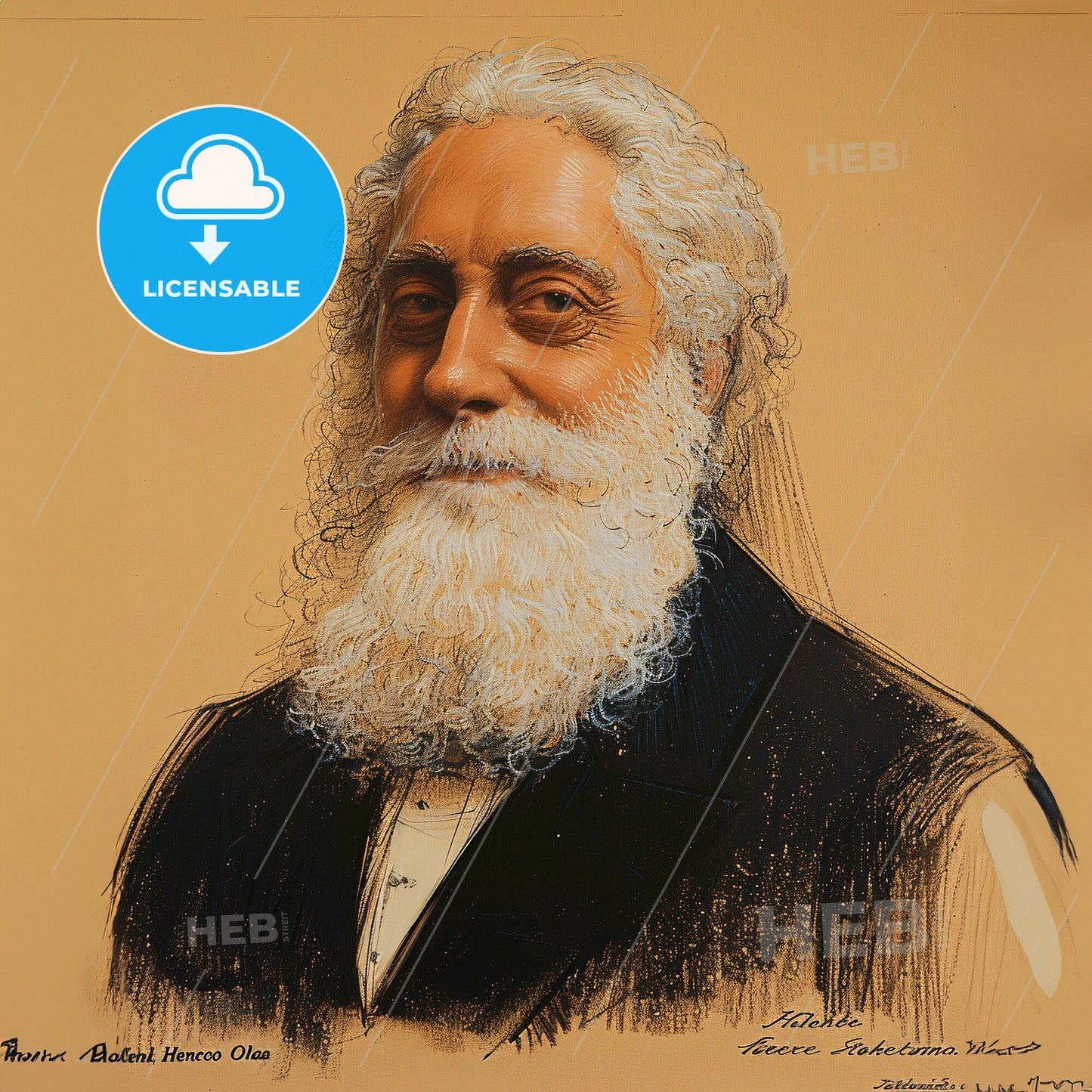 Henry Steel Olcott, 1832 - 1907, American Theosophist - A Portrait Of A Man With A White Beard