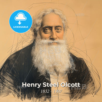 Henry Steel Olcott, 1832 - 1907, American Theosophist - A Portrait Of A Man With A White Beard Print Template