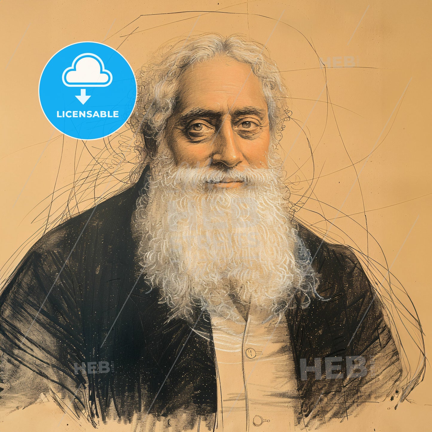 Henry Steel Olcott, 1832 - 1907, American Theosophist - A Portrait Of A Man With A White Beard