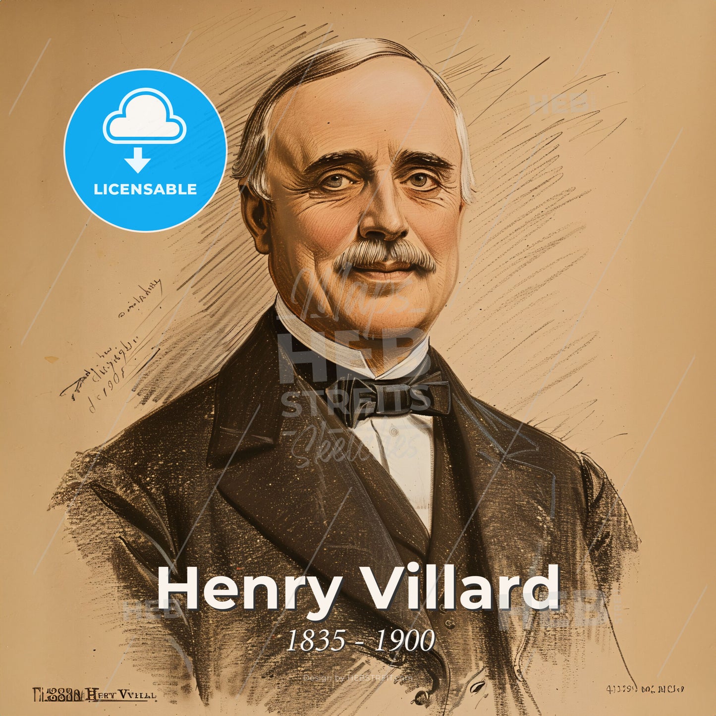 Henry Villard, 1835 - 1900, American railway financier - A Man In A Suit And Bow Tie Print Template