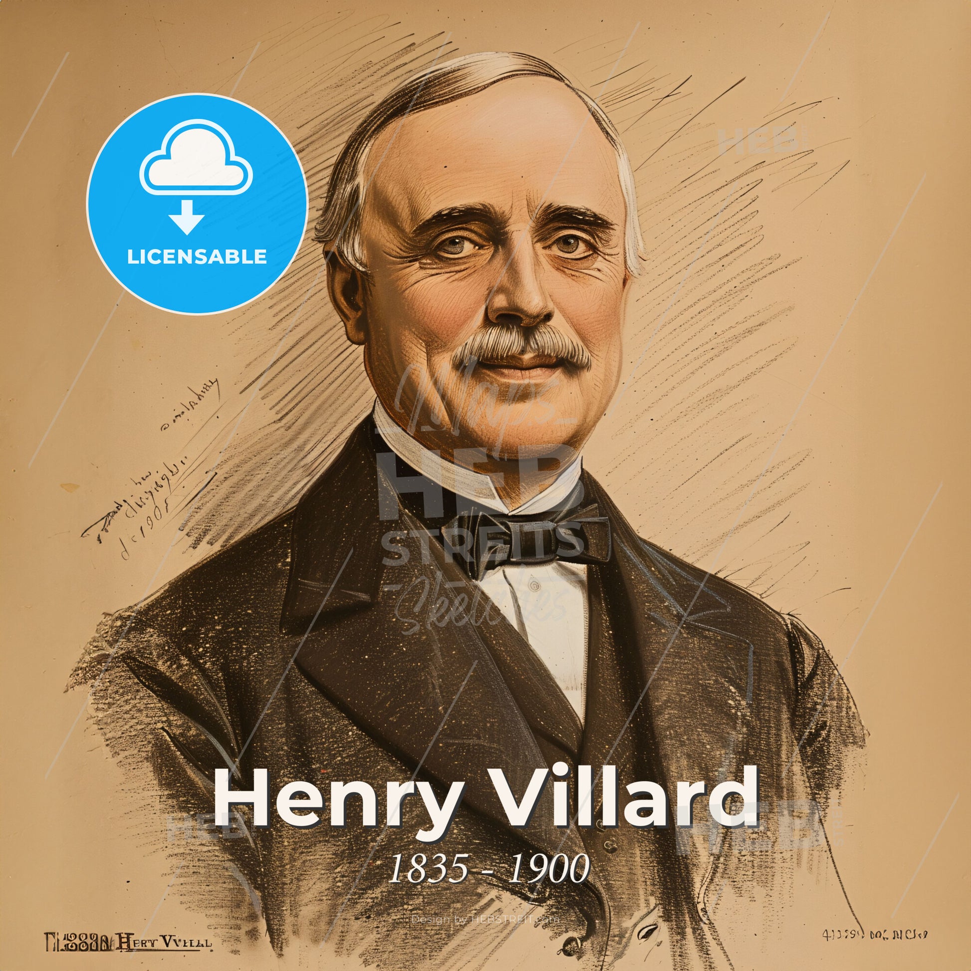 Henry Villard, 1835 - 1900, American railway financier - A Man In A Suit And Bow Tie Print Template