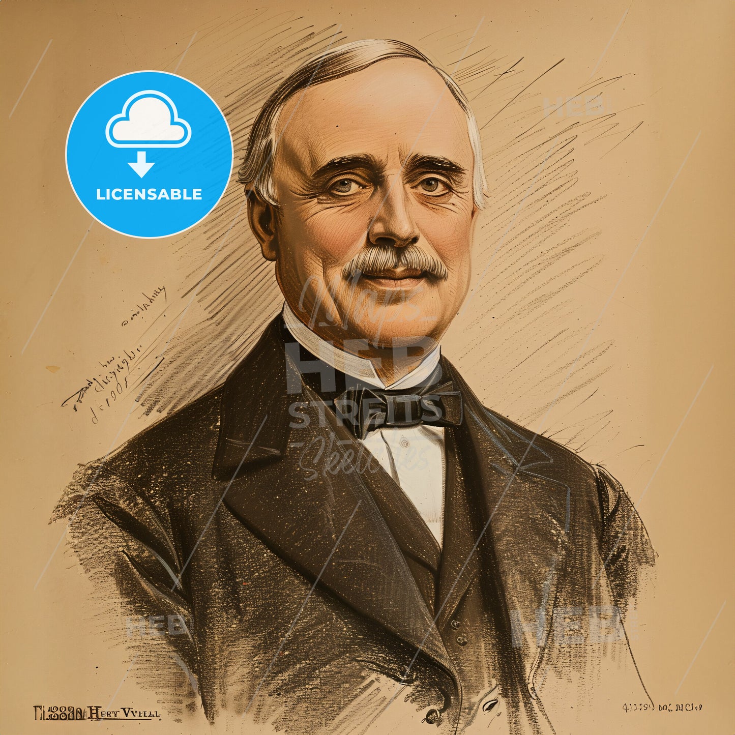 Henry Villard, 1835 - 1900, American railway financier - A Man In A Suit And Bow Tie