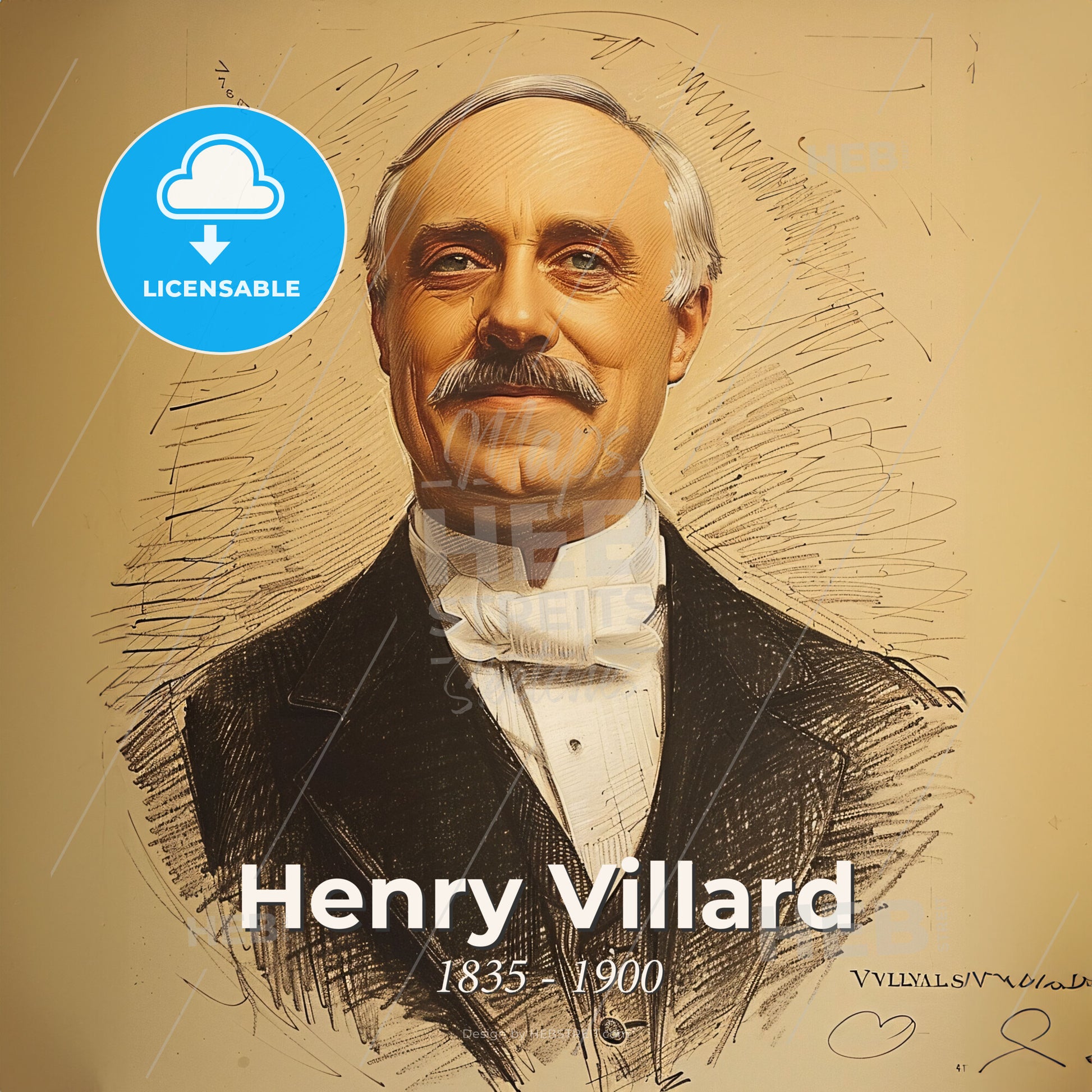Henry Villard, 1835 - 1900, American railway financier - A Man With A Mustache Print Template
