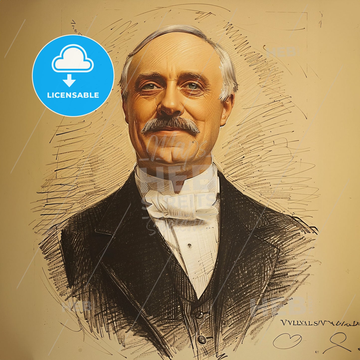 Henry Villard, 1835 - 1900, American railway financier - A Man With A Mustache