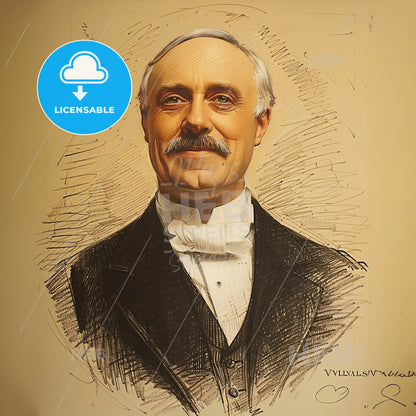 Henry Villard, 1835 - 1900, American railway financier - A Man With A Mustache