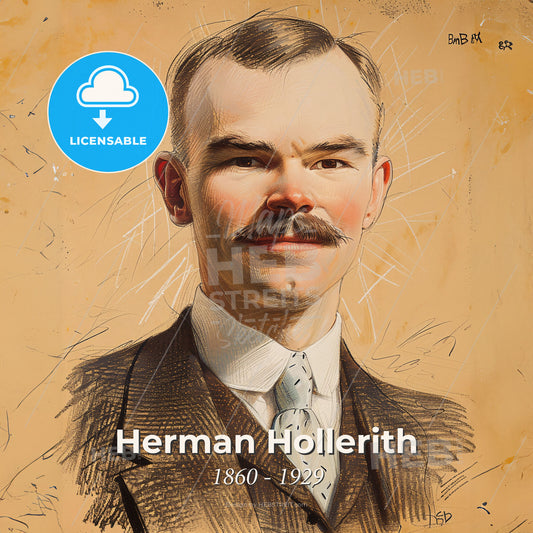 Herman Hollerith, 1860 - 1929, American statistician - A Man With A Mustache Print Template