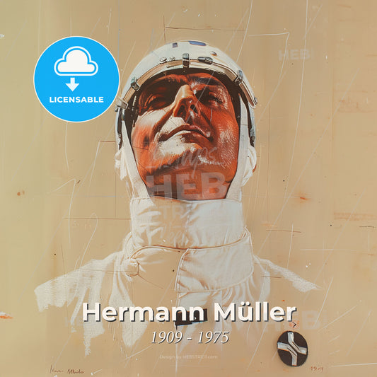 Hermann Müller, 1909 - 1975, German racing driver - A Man Wearing A Helmet Print Template